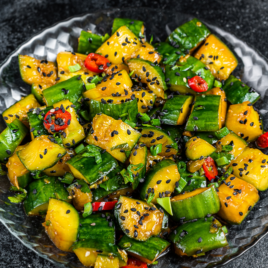 Smashed Cucumber Salad with Garlic and Vinegar Dressing