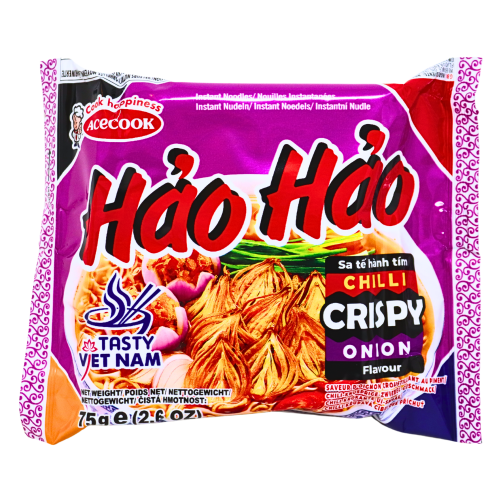 ギャラリービューアに画像を読み込む、Acecook Hao Hao Noodles - Chilli Crispy Onion-越南辣香脆洋蔥味麵-75g-INAC106