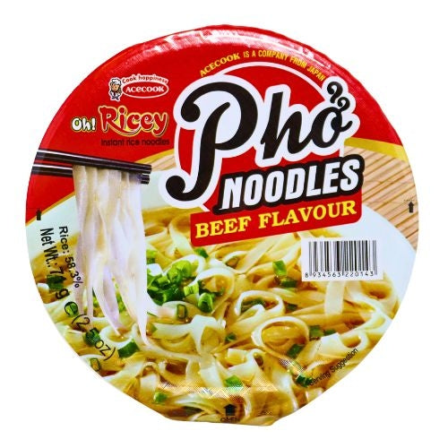 โหลดรูปภาพเข้าสู่ตัวดูแกลเลอรี, Acecook Oh! Ricey Pho's (Bowl) - Beef-越南碗裝河粉-牛肉味-71g-INAC303
