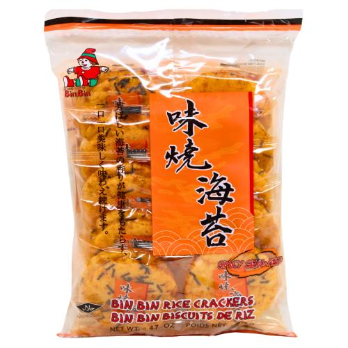 갤러리 뷰어에 이미지 로드, *Bin Bin Rice Crackers - Spicy Seaweed*-賓賓辣味燒海苔米菓-135g-BISBB104