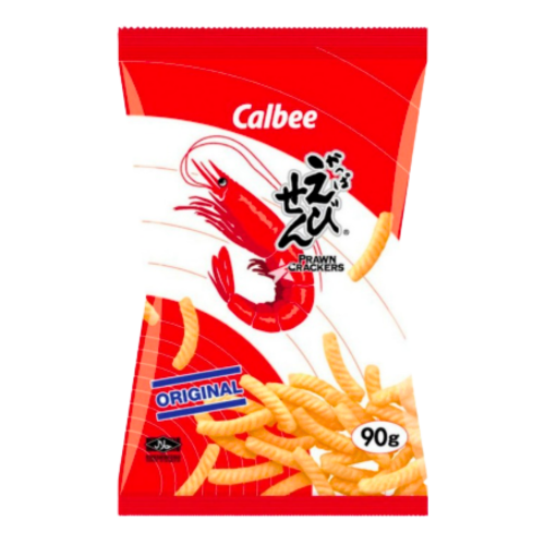 갤러리 뷰어에 이미지 로드, Calbee Prawn Crackers - Original-卡樂B蝦條 - 原味-90g-SNACCA108A