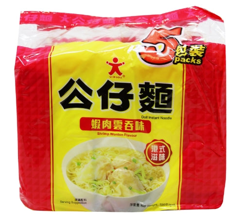 Load image into Gallery viewer, Doll Noodle - Shrimp Wonton-公仔鮮蝦雲吞麵-5_100g-INDO105