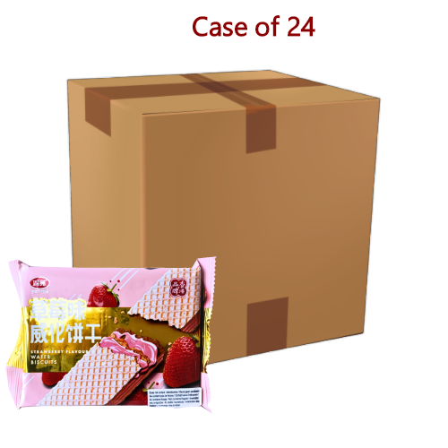 Load image into Gallery viewer, *FS Cream Wafer Strawberry Flavour*-*四洲忌廉威化士多啤梨味*-200g-SNACFS114-24