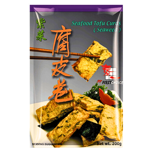 Tải hình ảnh vào trình xem Thư viện, First Choice Seafood Tofu Curds (Seaweed)-泰一紫菜腐皮卷-200g-FBALLFC113