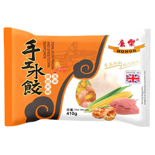 Load image into Gallery viewer, Honor Dumplings - Pork with Prawn and Sweetcorn-康樂豬肉大蝦玉米餃子-410g-DUMHR110