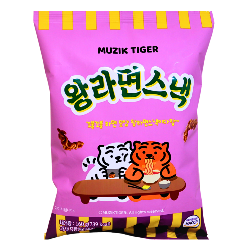 ギャラリービューアに画像を読み込む、Hyosung Muzik Tiger King Ramen Snack-韓國曉星扭扭面小食-160g-SNACHS101