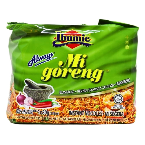 Load image into Gallery viewer, Ibumie Mi Goreng - Spicy Prawn-香蝦辣醬干撈面-5_80g-INIB203