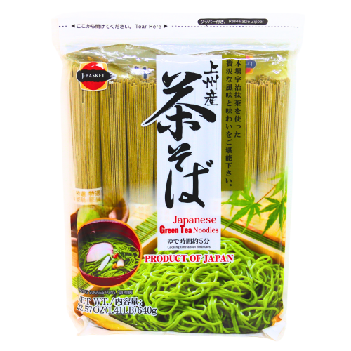 Load image into Gallery viewer, J-Basket Japanese Green Tea Noodles (Cha Soba)-日本上州產綠茶蕎麥麵-640g-DNOOJB103