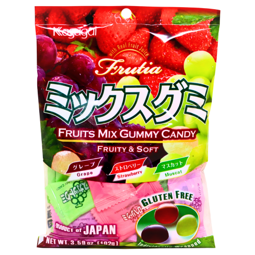 Load image into Gallery viewer, Kas-Frutia Mix Gummy Candy (Grape, Strawberry, Muscat)-Kasugai 春日井Frutia軟糖 綜合水果味-102g-CANKAS101