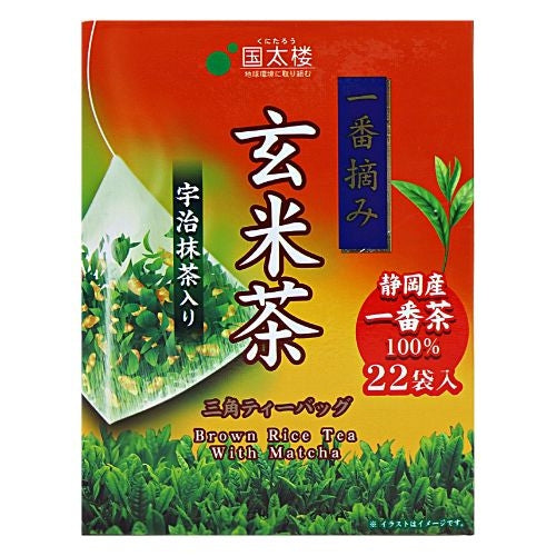 Load image into Gallery viewer, Kunitaro Brown Rice Tea with Matcha (Pyramid Tea Bags) - Genmai Cha-國太樓宇治抹茶玄米茶(三角茶包)-22_1_8g-TEA418