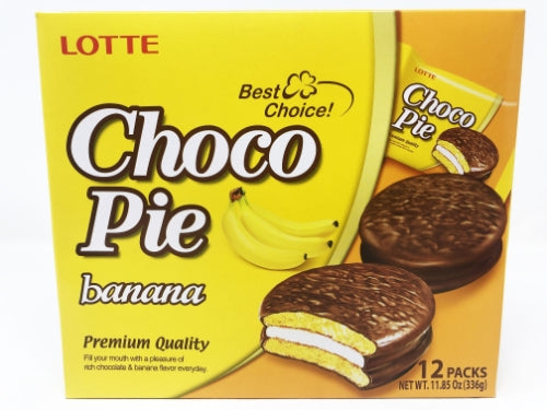갤러리 뷰어에 이미지 로드, Lotte Choco Pie - Banana (12)-樂天巧克力派-香蕉味-12_28g-SNACLO116