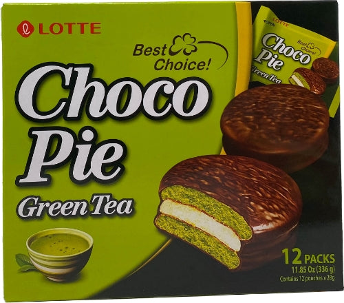 Load image into Gallery viewer, Lotte Choco Pie - Green Tea (12)-樂天巧克力派-綠茶味-12_28g-SNACLO112