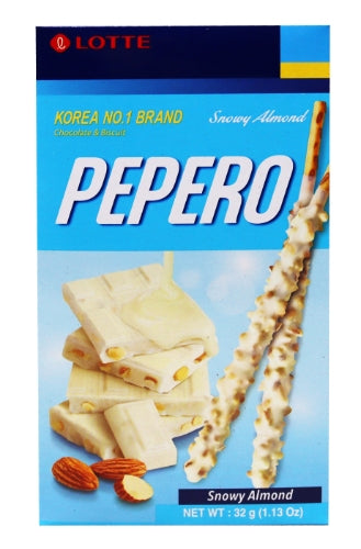 Load image into Gallery viewer, Lotte Pepero Snowy Almond-樂天白巧克力棒-杏仁味-32g-BISLO116