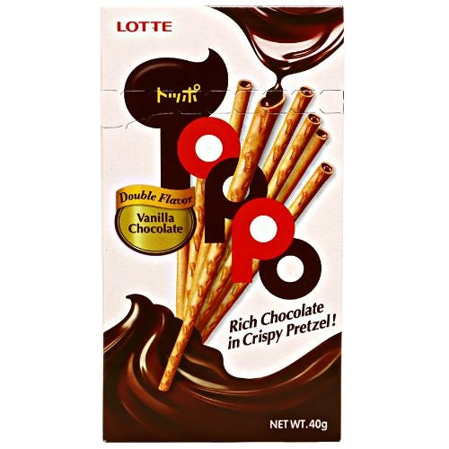 갤러리 뷰어에 이미지 로드, Lotte Toppo Pretzel Stick - Vanilla Chocolate-樂天Toppo香草朱古力夾心棒-40g-BISLO183