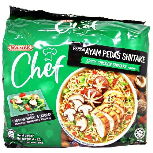 將圖片載入到圖庫檢視器中, Mamee Chef Noodle - Spicy Chicken Shiitake-媽咪名廚辣雞麵-4_82g-INMA303