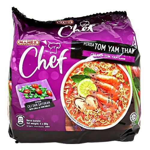 갤러리 뷰어에 이미지 로드, Mamee Chef Noodle - Thai Tom Yam-媽咪名廚冬蔭功麵-4_88g-INMA304