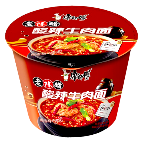 Load image into Gallery viewer, Master Kang Bowl Noodle - Hot & Sour Beef (Old Vinegar)-康師傅老陳醋酸辣牛肉碗面-119g-INMK309