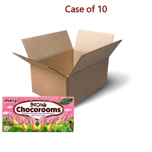 โหลดรูปภาพเข้าสู่ตัวดูแกลเลอรี, Meiji Chocorooms - Strawberry-明治蘑菇造型草莓巧克力餅-36g-CHOMJ208-10