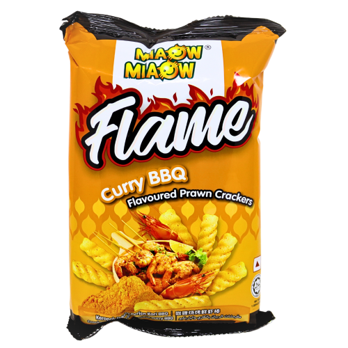 Load image into Gallery viewer, Miaow Miaow Prawn Crackers - Curry BBQ-妙妙鮮蝦棒-咖哩燒烤味-50g-SNACMM211