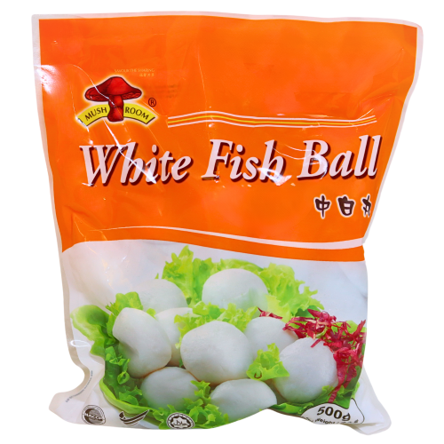 Load image into Gallery viewer, Mushroom (Medium) White Fish Balls-蘑菇牌(中)白魚丸-500g-FBALLMSH208