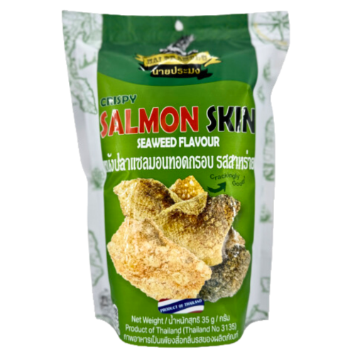 Load image into Gallery viewer, Nai Pramong Salmon Skin Seaweed-香脆三文魚皮-海苔味-35g-SNACNP107