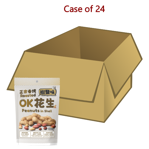Tải hình ảnh vào trình xem Thư viện, OK Roasted Peanuts in Shell Salt & Pepper Flavour-OK正宗香烤花生-椒鹽味-300g-PNUT341-24