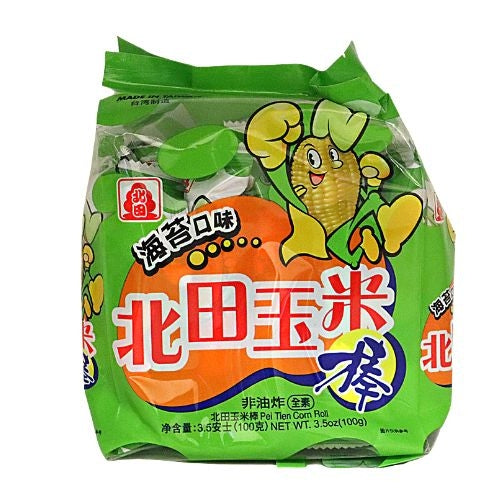 Load image into Gallery viewer, Pei Tien Corn Roll - Japanese Seaweed-北田日式岩燒海苔玉米棒-100g-SNACPT103