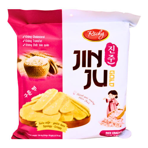 갤러리 뷰어에 이미지 로드, Richy Jinju Golden Pink Salt Rice Cracker-RICHY 粉紅鹽味米餅-134g-SNACRJ102