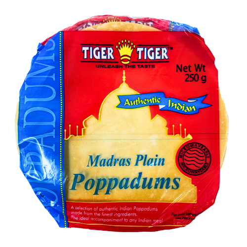 Load image into Gallery viewer, Tiger Tiger Madras Pappadoms (Plain)-雙虎牌叉餅-250g-PRA505