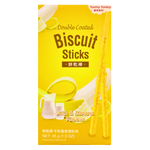 Load image into Gallery viewer, YY Double Coated Biscuit Sticks - Milk & Banana-美味時刻果粒棒-牛奶和香蕉味-45g-BISYY107