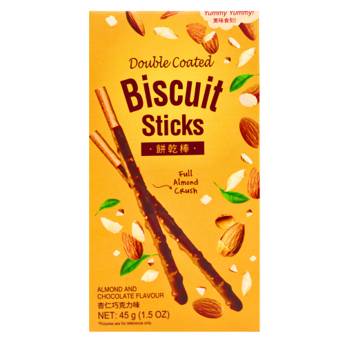 Load image into Gallery viewer, YY Double Coated Chocolate Biscuit Sticks - Almond Crush-美味時刻果粒棒-巧克力杏仁味-45g-BISYY105