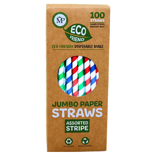 MP Jumbo Paper Straw 8mm - Assorted Stripe-紙吸管-條紋什錦色-KITCUT601