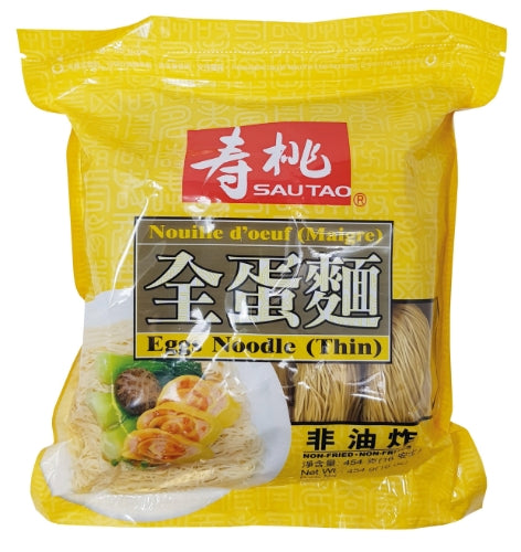 Sau Tao Egg Noodles - Thin-壽桃牌袋裝全蛋面(幼條)-DNOOST406
