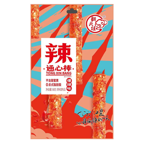 FTW Tong Xin Bang - Hot Spicy (Gluten Spicy Sticks)-翻天娃通心棒辣條-爆辣味-SNACFTW102