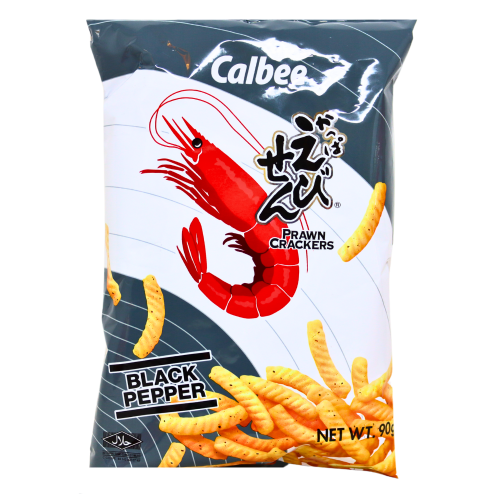 Calbee Prawn Crackers - Black Pepper-卡樂B蝦條 - 黑胡椒味-SNACCA116A