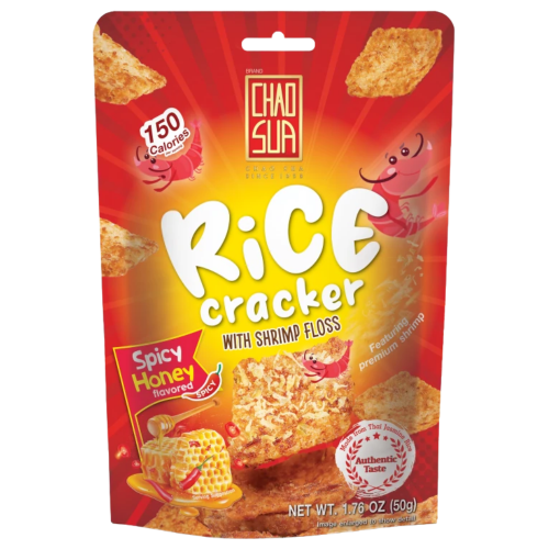Chao Sua Shrimp Floss Rice Crackers - Spicy Honey (Bite-sized)-泰國一口蝦肉鬆米餅-辣蜂蜜味-SNACCS505