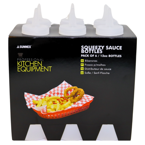 12oz Sauce Bottle - Clear-12盎司塑料擠醬汁瓶(透明)-6pcs-KITUT507