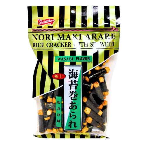 Shirakiku Rice Crackers Norimaki (Wasabi)-日本海苔米卷 (芥末)-SNACSH302