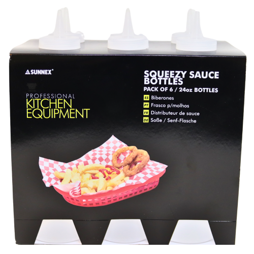 24oz Sauce Bottle - Clear-24盎司塑料擠醬汁瓶(透明)-6pcs-KITUT508