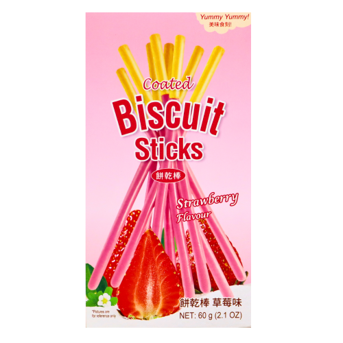 Yummy Yummy Coated Biscuit Sticks - Strawberry-美味時刻塗層棒-草莓味-BISYY102