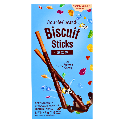 YY Double Coated Chocolate Biscuit Sticks - Popping Candy-美味時刻巧克力棒-跳跳糖味-BISYY109