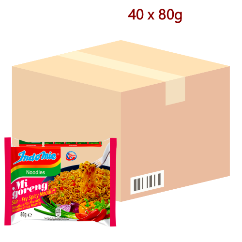 Indomie Noodles - Mi Goreng Spicy (Pedas) - 40 x 80g-印尼營多撈麵 - 辣味-ININ105