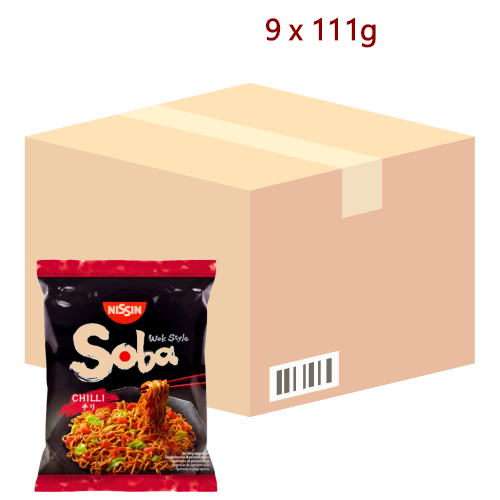 Nissin Soba Fried Noodles - Chilli - 9 x 111g-日清香辣味蕎麥麵-INN157