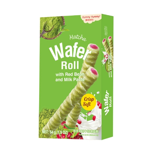 YY Matcha Wafer Roll with Red Bean and Milk Paste-YY 抹茶紅豆蛋卷-SNACYY202