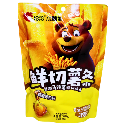 Qia Qia Potato Stripe-Honey Butter-洽洽脆脆熊薯條-蜂蜜黃油60g-SNACQQ128