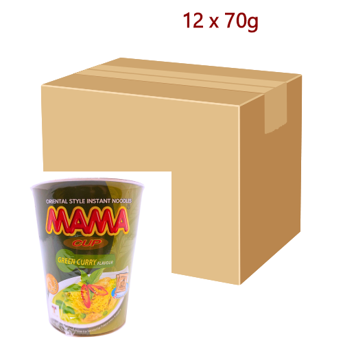 Mama Cup Noodle - Green Curry - 12 x 70g-媽媽即食杯麵 -青咖哩味-INMM403