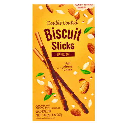 YY Double Coated Chocolate Biscuit Sticks - Almond Crush-美味時刻果粒棒-巧克力杏仁味-BISYY105