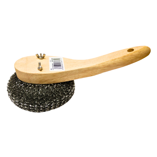 Wooden Angled Wok Scourer-斜木手柄鐵刷-CLE504