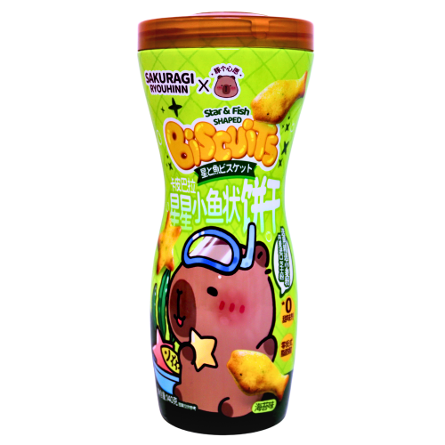 SR Star & Fish Shaped Biscuits - Nori-卡皮巴拉星星小魚餅乾 - 海苔-BISSR103