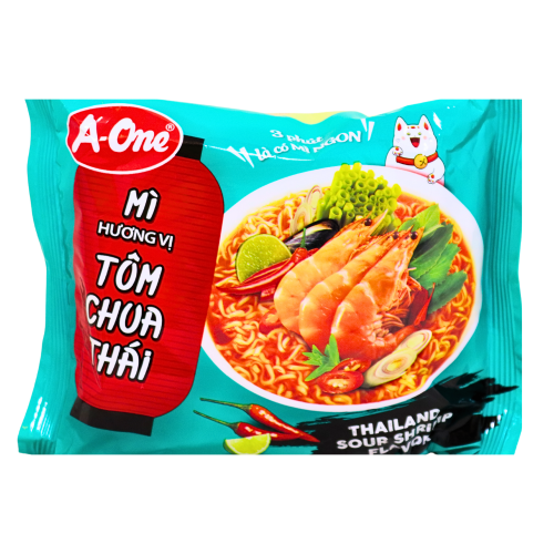 A-One Noodles - Thai Sour Shrimp-味王泰國酸辣蝦湯麵-85g-INAO120